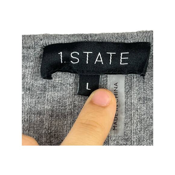 1. State top gray ribbed balloon sleeve knit - Picture 3 of 4